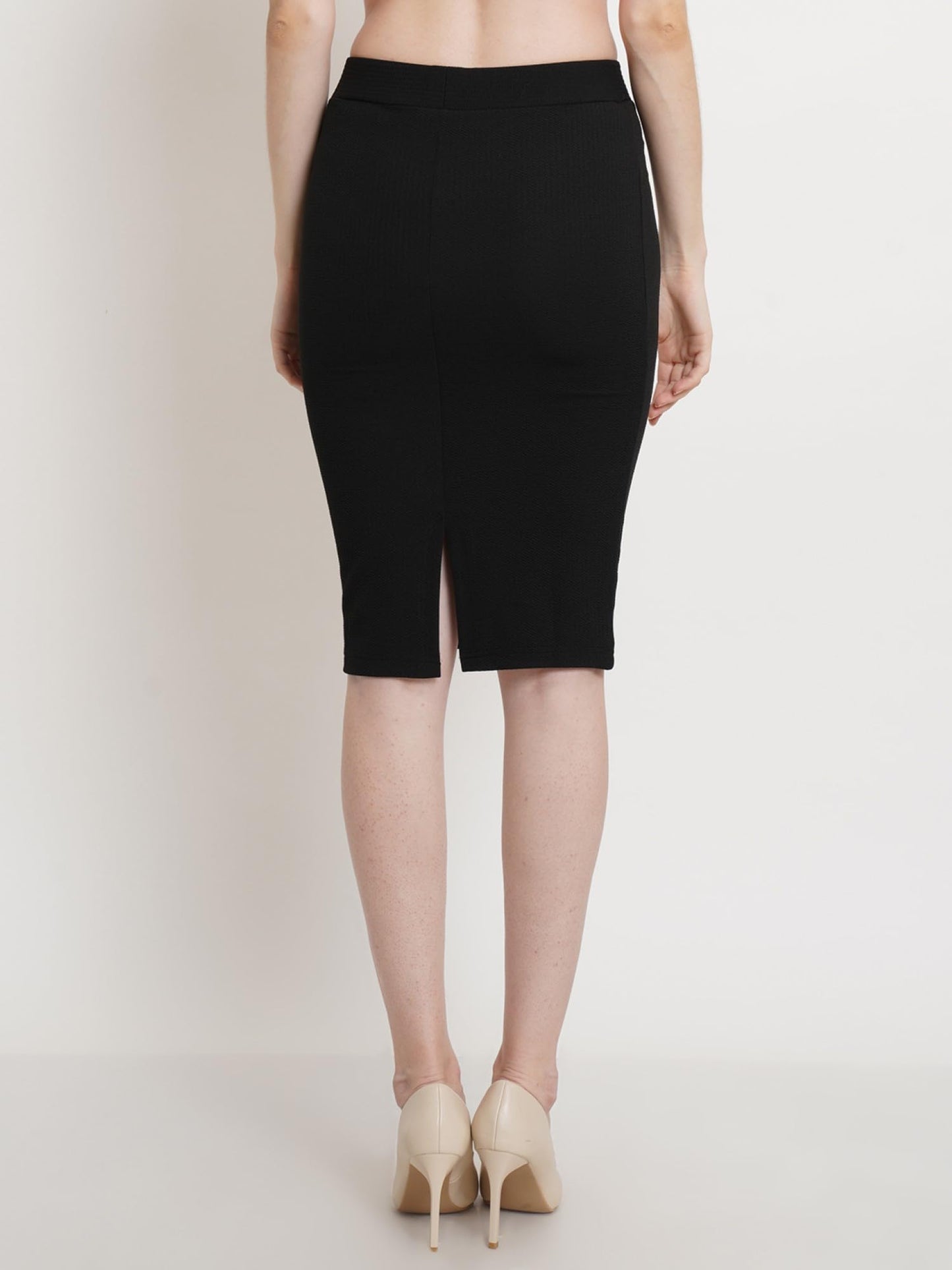 POPWINGS Casual Solid Back Slit Pencil Skirt for Women || Knee-Length Pencil Skirt for Women || Latest Stylish Formal Skirt for