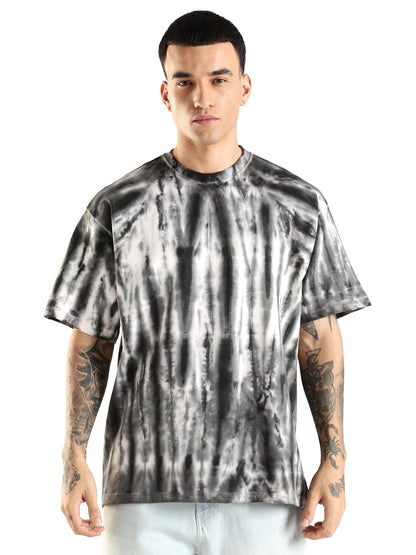 ADRO Trendy Oversized Baggy Fit Drop Shoulder Tshirt in Tie & Dye Style | French Terry Cotton Heavy Fabric Crew Neck T Shirt for