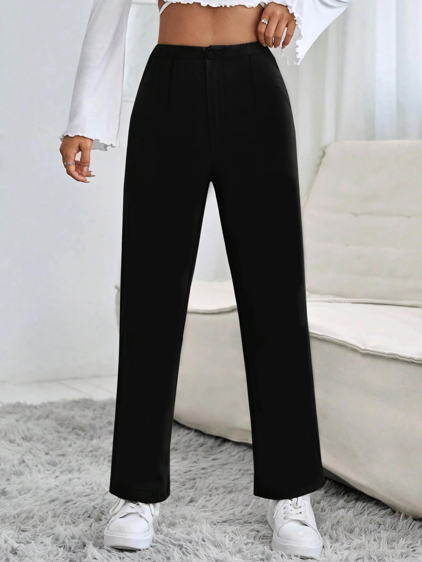 Toochki Premium Womens Slim 4-Way Stretch Formal Black Trousers (Flexi-Waist | Easy Care | Desk-to-Dinner)