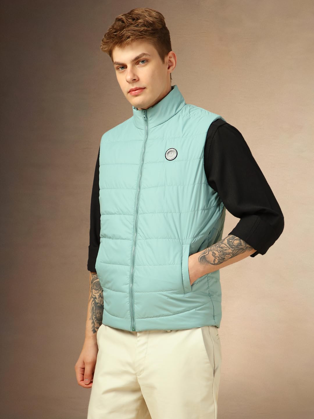 Dennis Lingo Men Regular Fit Polyester Sleeveless Solid Jackets