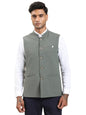 Turtle Men Knitted Solid Slim Fit Spanish Green Nehru Jacket