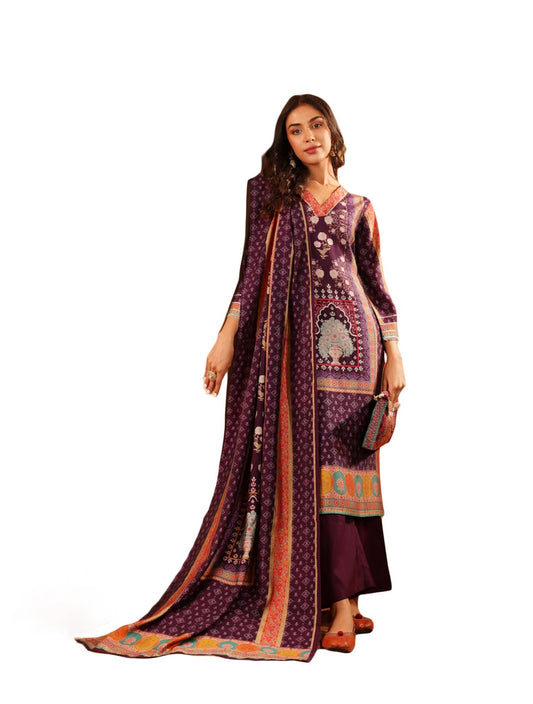 Varanga Women Purple Ethnic Printed Gota Lace Detailed Kurta With Solid Trouser & Printed Dupatta  Elegant Ethnic Set