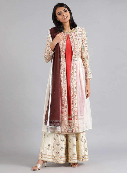 W for Woman Women's Art Silk A-Line Regular Kurta