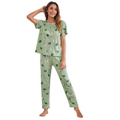 SHIENZY Womens Stylish Avacado Printed Night Suit || T-Shirt & Pyjama for Nightwear Set || Casual Lounge & Sleep Wear for Girls