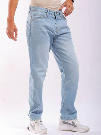 The Indian Garage Co Men Vintage Straight Fit Solid Mid-Rise Jeans Blue