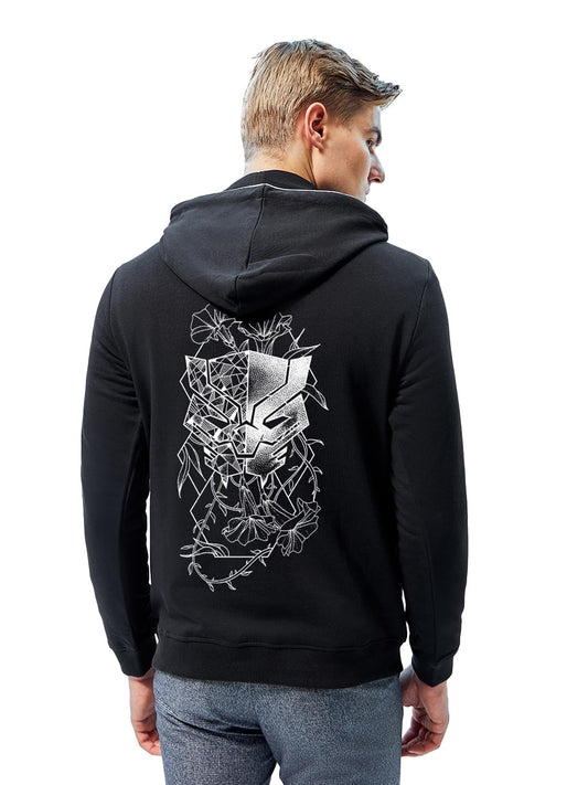 Bewakoof Official Marvel Merchandise Mens Graphic Printed Regular Fit Full Sleeve Terry Hoodies_629648_Black_XL