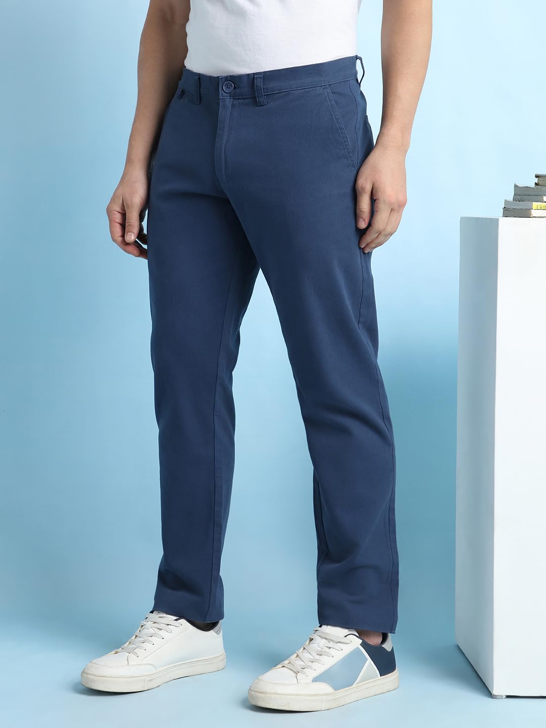 Dennis Lingo Men Straight fit Cotton Chinos Blue