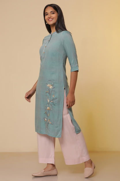 Aurelia WomenS Embroidered Straight Kurta Set With Palazzo