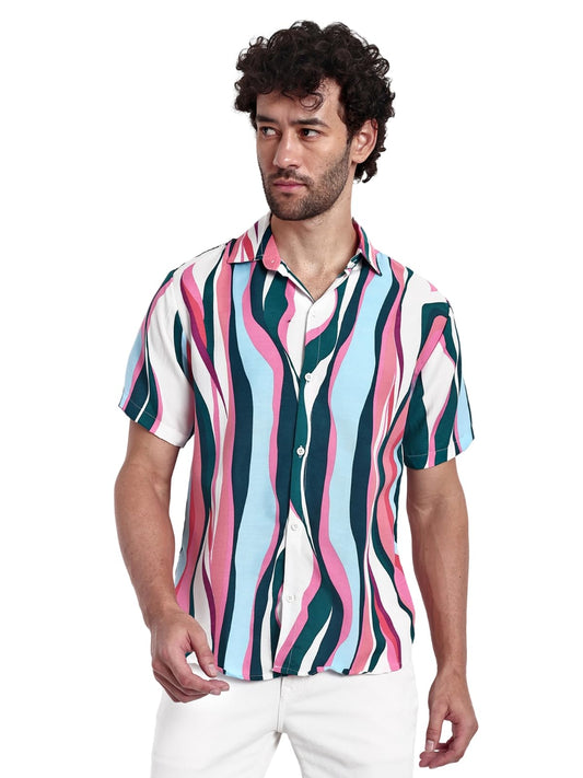 OM SAI LATEST CREATION Mens Shirts || Soft Rayon All Over Printed Shirts for Men || Short Sleeve || Lapel Collar || Button Down