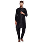 SOJANYA (Since 1958 Men's Black Silk Blend Kurta & Churidaar Pyjama Set Size M