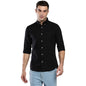 Dennis Lingo MenS Solid Black Slim Fit Cotton Oxford Casual Shirt With Button-Down Collar & Full Sleeves