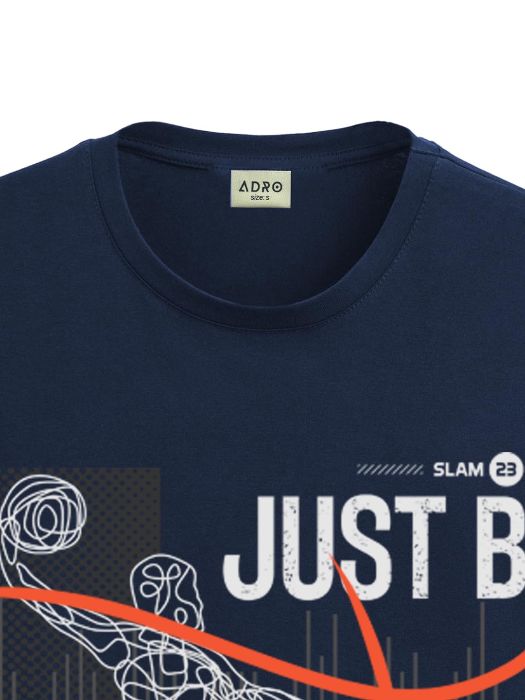 ADRO Men's Graphic Printed 100% Cotton T-Shirt - Regular Fit, Printed T-Shirts for Men (RN24-BCL-NB_Navy)