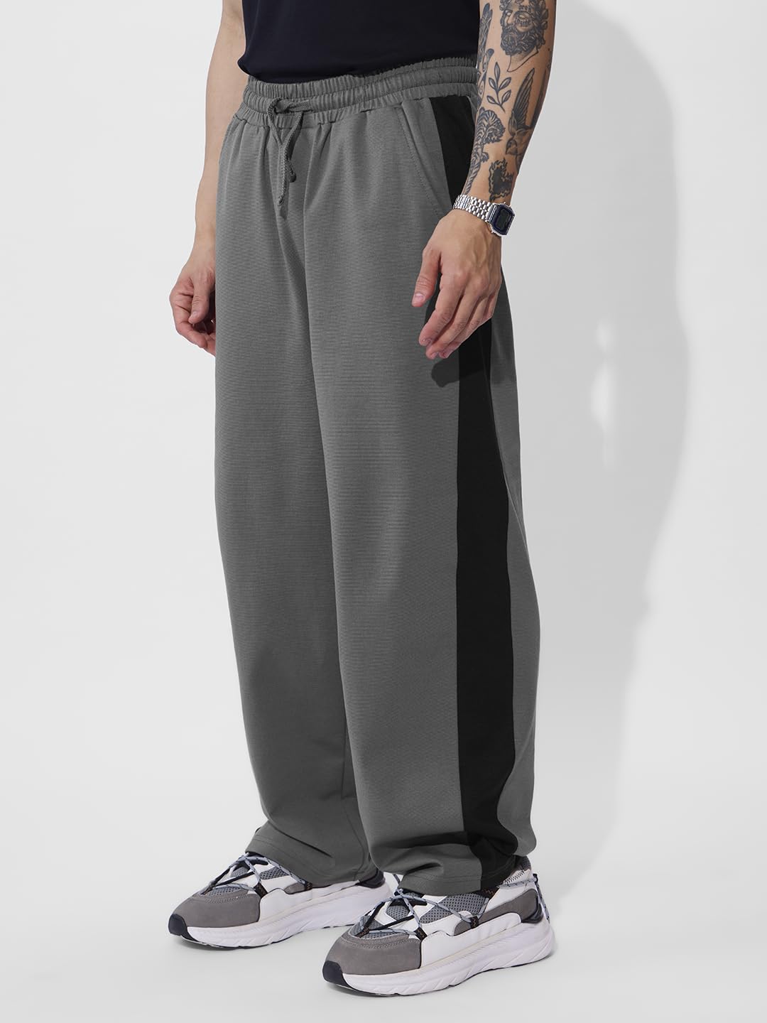 The Souled Store Carbon Men and Boys Cotton Blend Loose Fit Korean Joggers