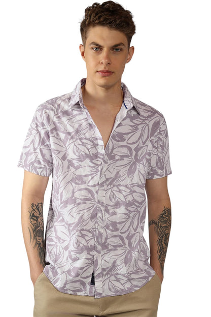 Dennis Lingo MenS| Pink| Half Sleeve| Spread Collar| Printed| Regular Fit| Casual Shirt