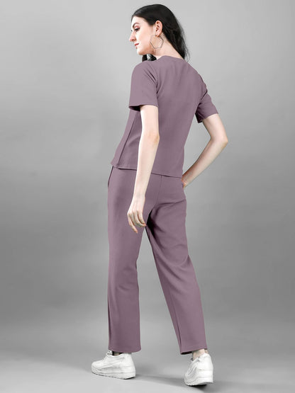 Selvia Co-Ords Set For Women|Lycra Top & Trouser Set|Casual Co-Ords Set For Women|Solid Two Piece Co-Ord Set|Sports Wear Co-Ords