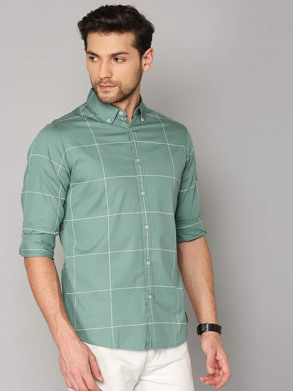 Dennis Lingo MenS Cotton Full Sleeves Checkered Button Down Slim Fit Cotton Casual Shirt