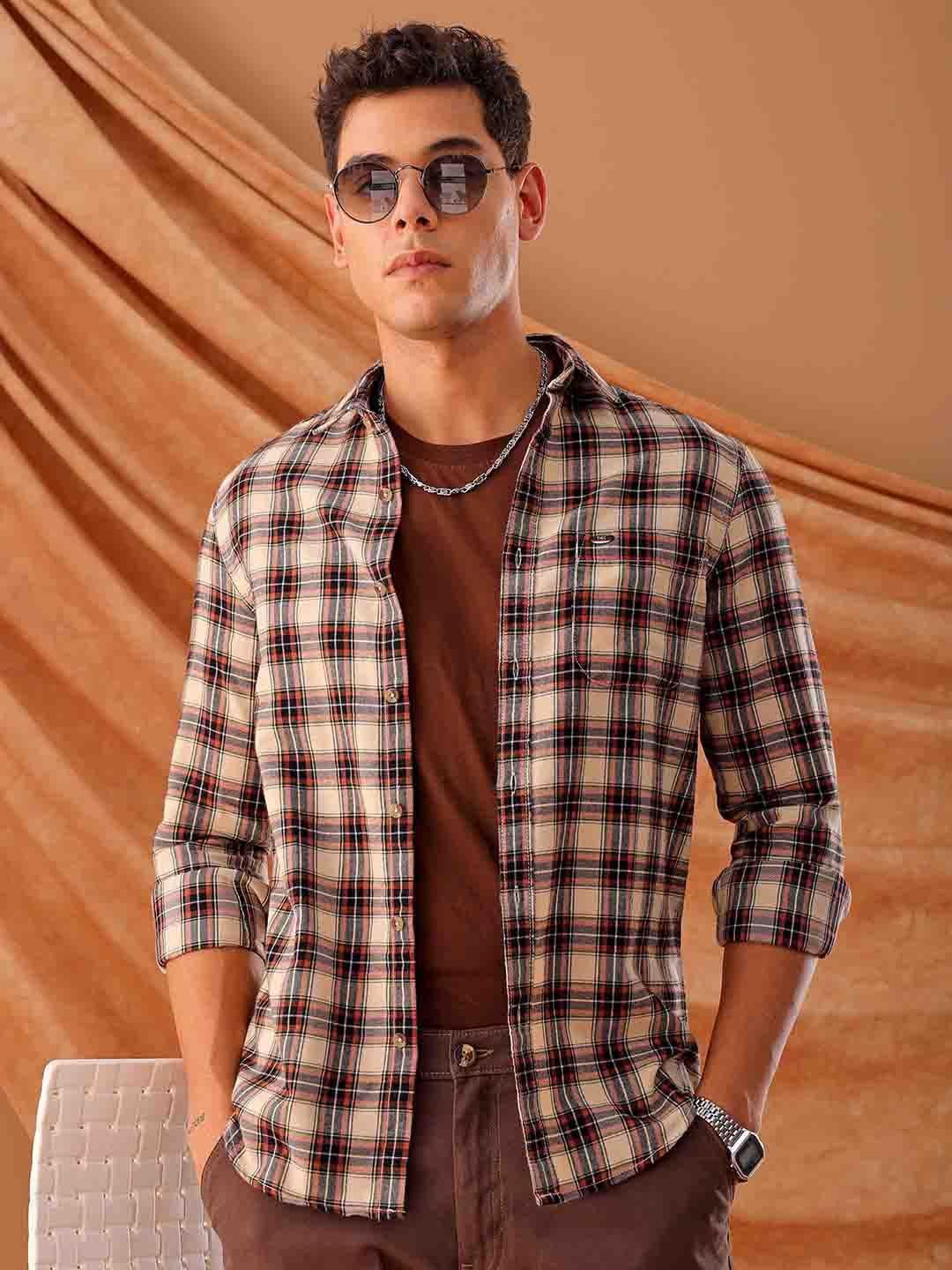The Indian Garage Co Mens Slim Fit Shirt (1223-SHBCYD-08-01_Cream