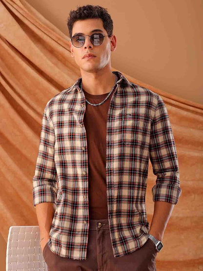 The Indian Garage Co Mens Slim Fit Shirt (1223-SHBCYD-08-01_Cream