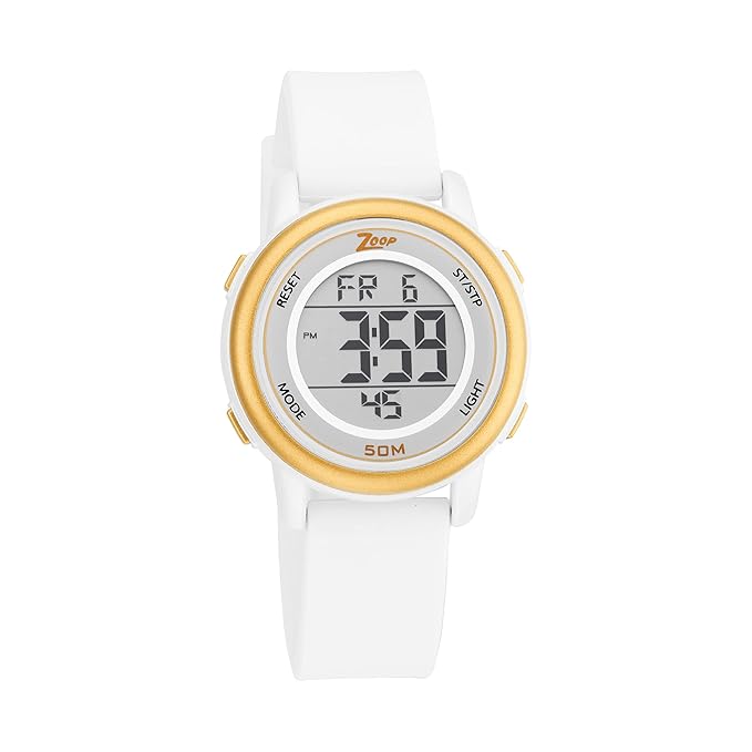Zoop Glow Digital Dial White Silicone Strap Watch For Girls - Ns16015Pp04
