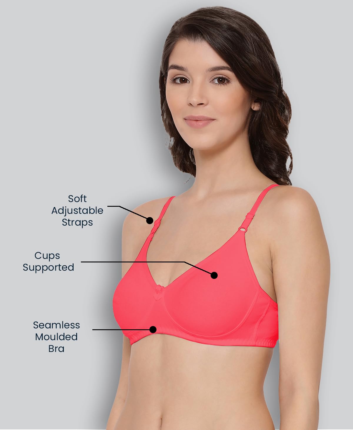 Lyra WomenS Cotton Non Padded Wire Free Seamless Bra Peach Blossom
