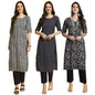 Pinkmint WomenS Crepe Printed Kurta And Pant Set (Pack Of 3)