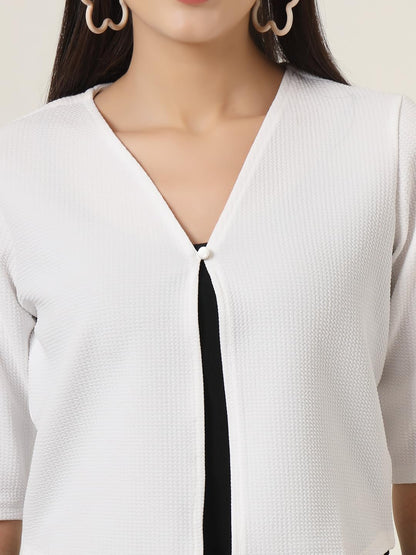 Style Quotient Women White Solid Knit Shrug