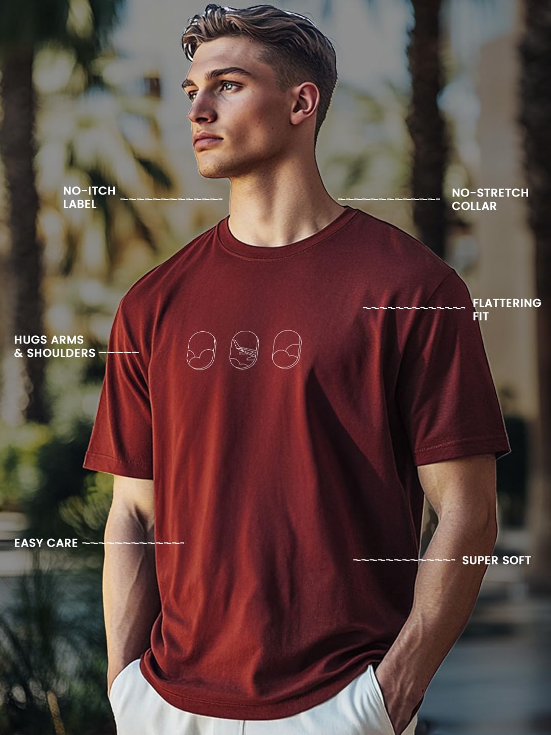 Nobero MenS Geometry Regular Fit T-Shirt (1M-Twts-C1030-Sa_Airplane View-Wine Red