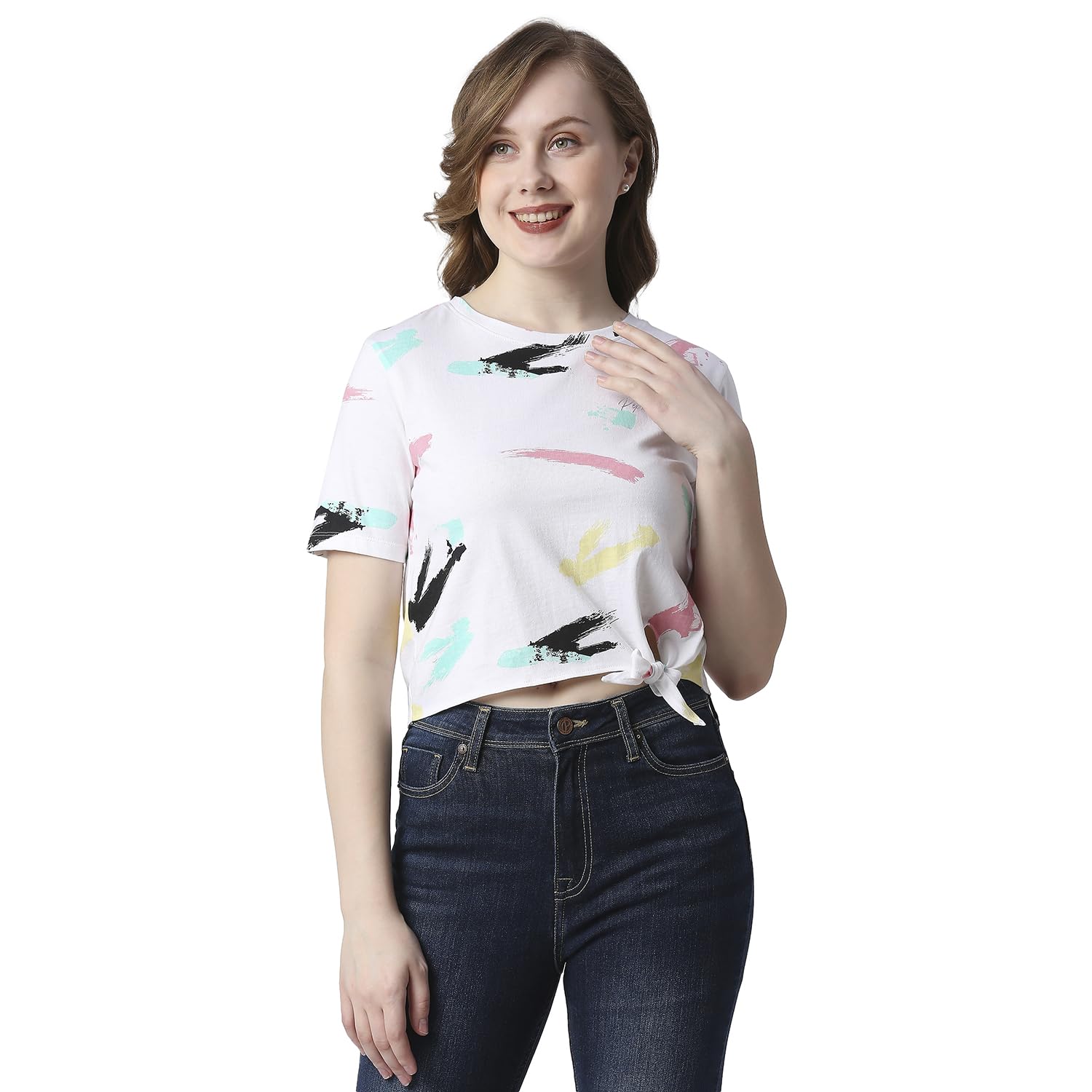Pepe Jeans Tie And Dye Cotton Round Neck WomenS T-Shirt (White, Medium)