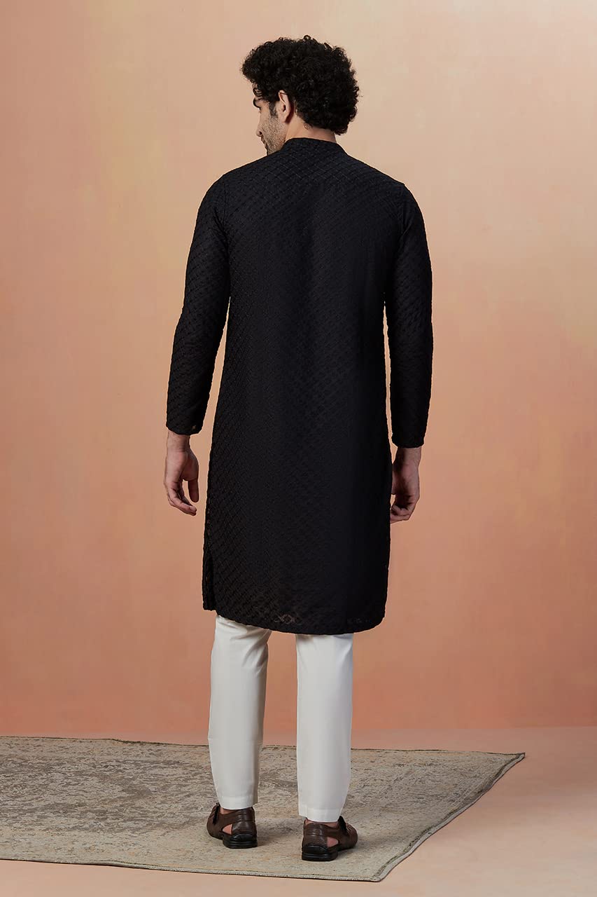 Manyavar Kurta Set For Men, Full Sleeves Mandarin Collar Ethnic MenS Kurta Set For Engagement, Wedding, Party Blended Cotton Em