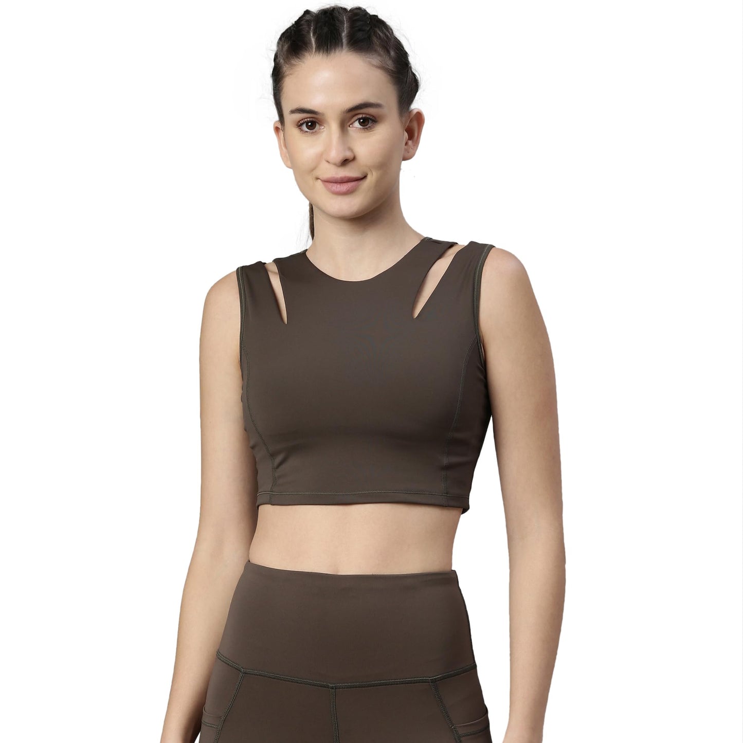 Enamor Womens Polyester Padded, With Removable Pads Wire Free Sports Bra Green