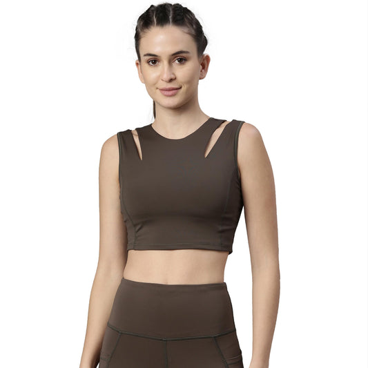 Enamor Womens Polyester Padded, With Removable Pads Wire Free Sports Bra Green