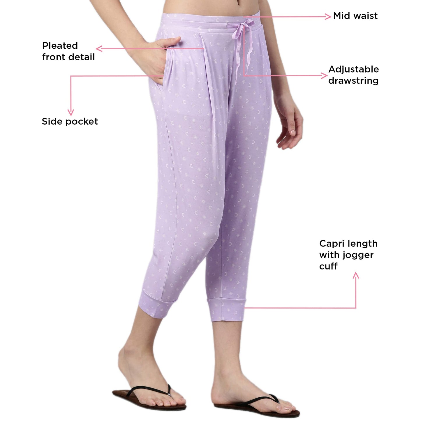 Enamor EC16 Home Tee and Capri Set for Women with All Over Print