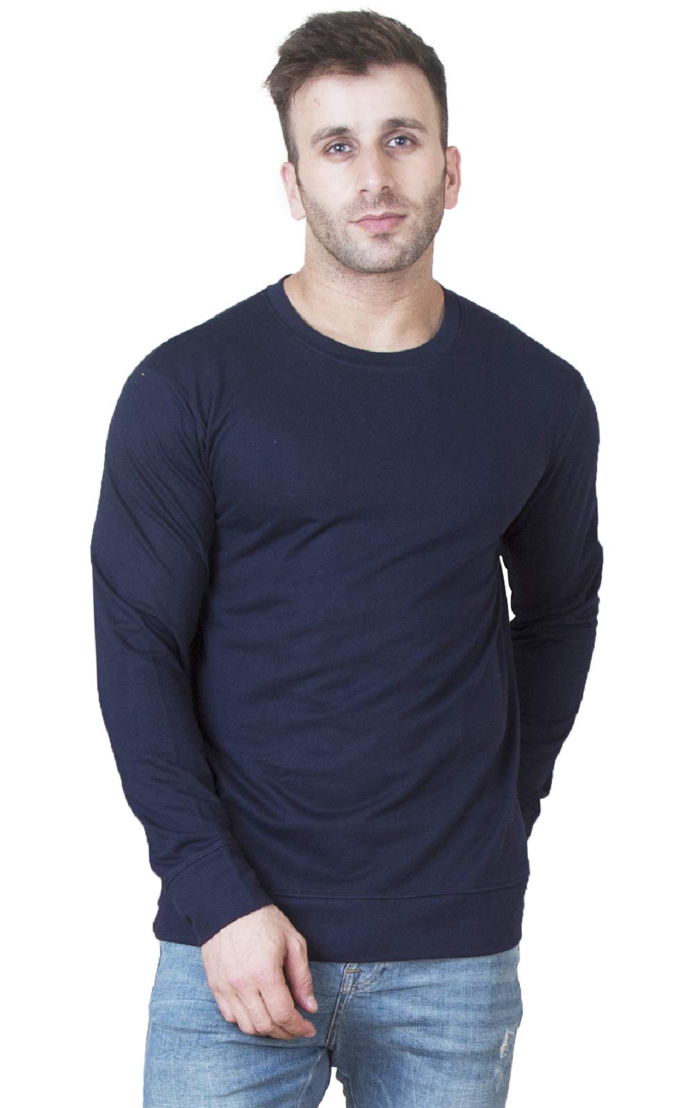 Veirdo Mens Cotton Round Neck Sweatshirt for Casual Wear