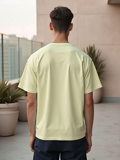 Nobero MenS Solid Oversized Fit T-Shirt (1M-Twts-R0039_Aloe Green