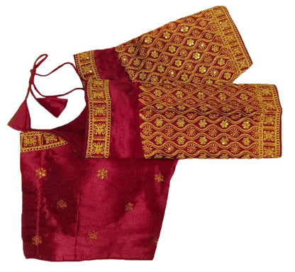 Pujia Mills WomenS Readymade Blouse Embroidery Multi Coding Gold Thread Indian Ethnic Designer Stitched Half Sleeve WomenS Rea