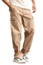 Hubberholme Men Taupe Cotton Loose Fit Mid-Rise Trousers