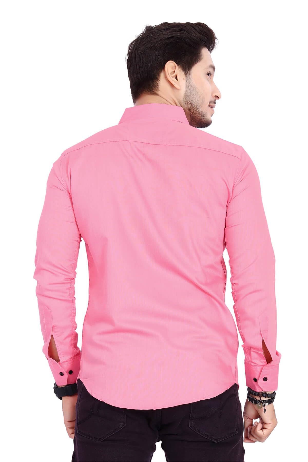 Rebelify MenS Cotton Shirt With Pockets Full Sleeves Spread Collar Solid Pattern Botton Down Closure Regular Fit And Standard L