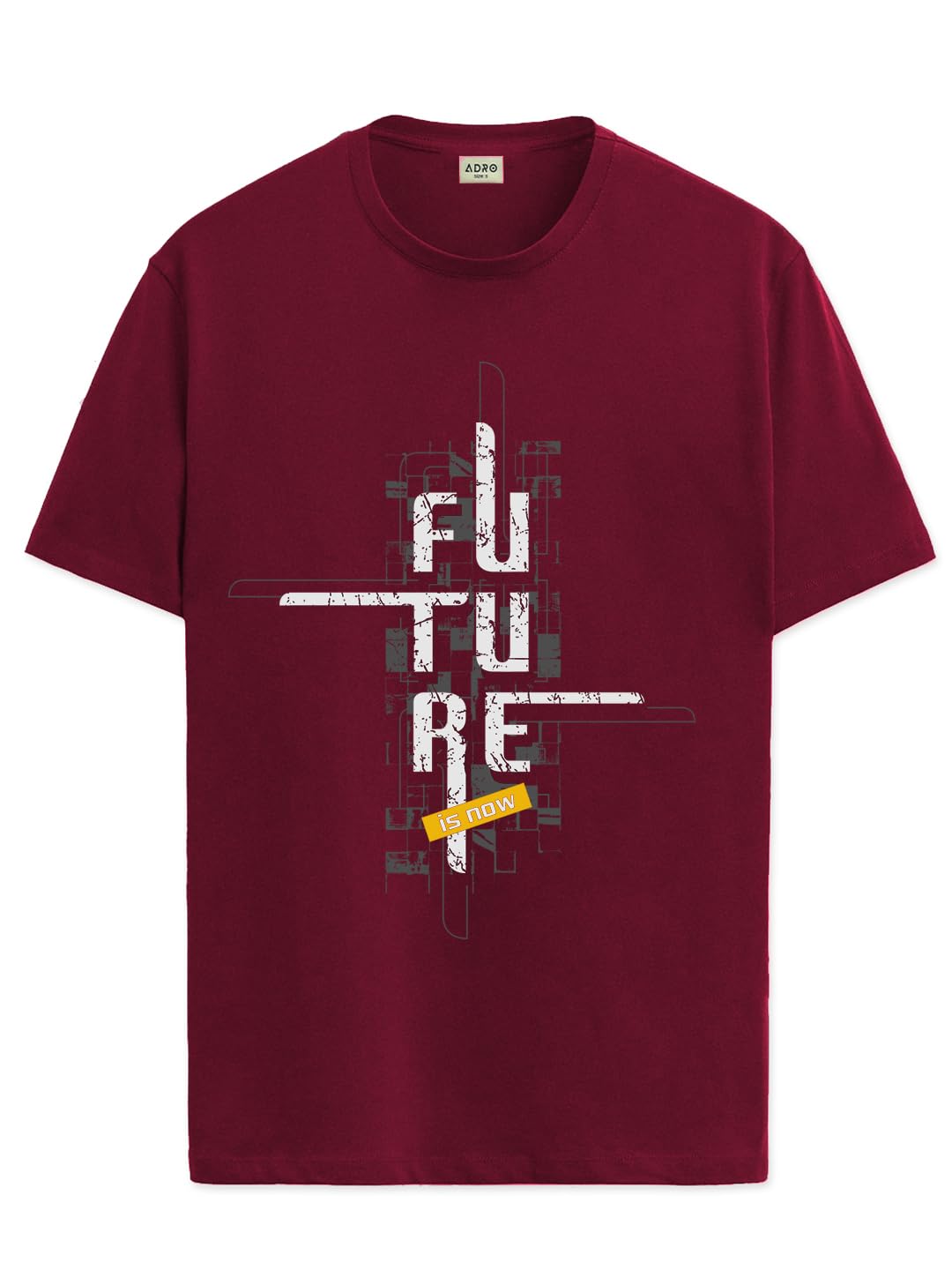 ADRO Men's Graphic Printed 100% Cotton T-Shirt - Regular Fit, Printed T-Shirts for Men (RN24-FTR-MR_Maroon)