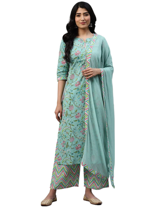 GoSriKi Women Kurta with Palazzos & Dupatta