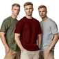 Nobero MenS Solid Regular Fit T-Shirt (1M-Twts-R0008_2_Olive Green/Wine Red/Grey Melange