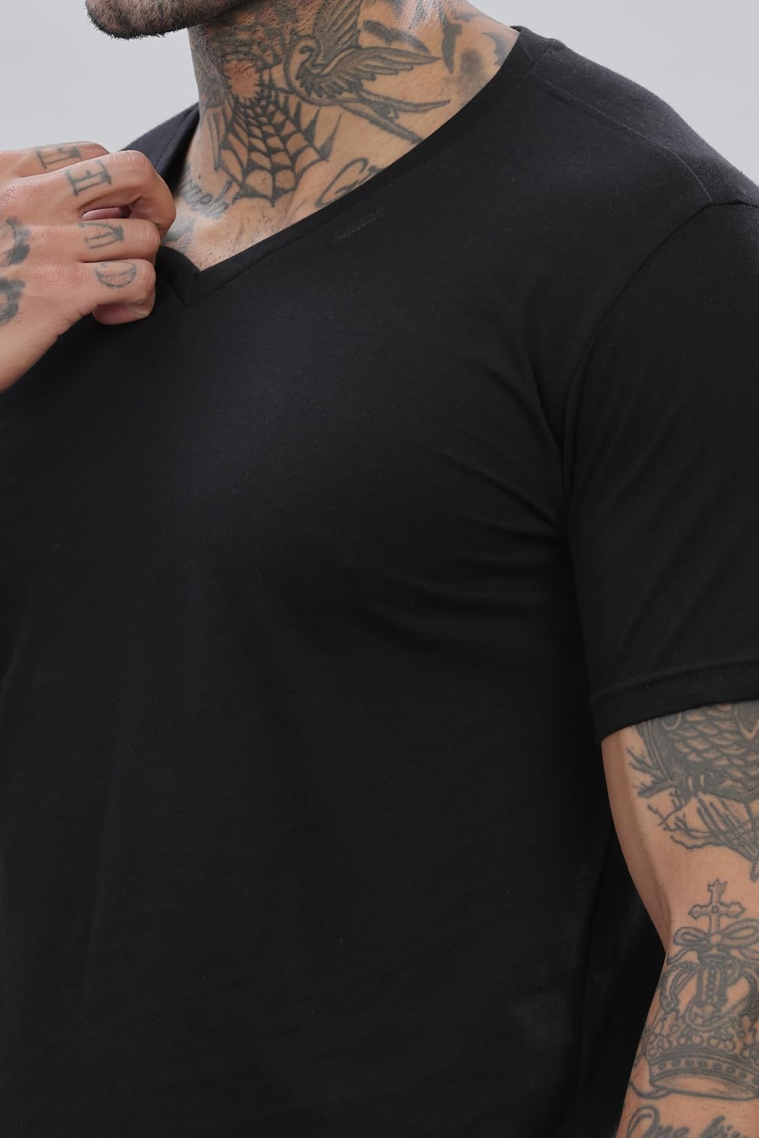 ADRO V-Neck T Shirt for Men, 100% Cotton Vneck Tshirt is Ideal for Casual wear, Workouts and Loungewear, Adding a Stylish Touch.