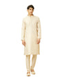 Manyavar Mens Beige Art Silk Kurta Pyjama Set