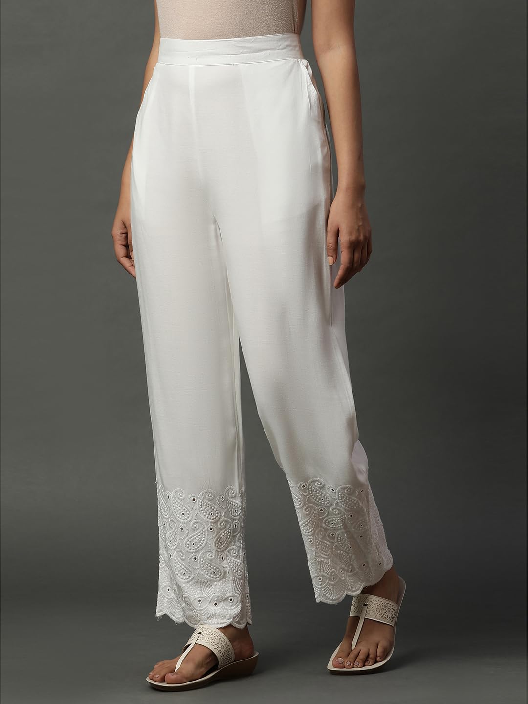 Aurelia WomenS Straight Palazzos (24Fea60340_White
