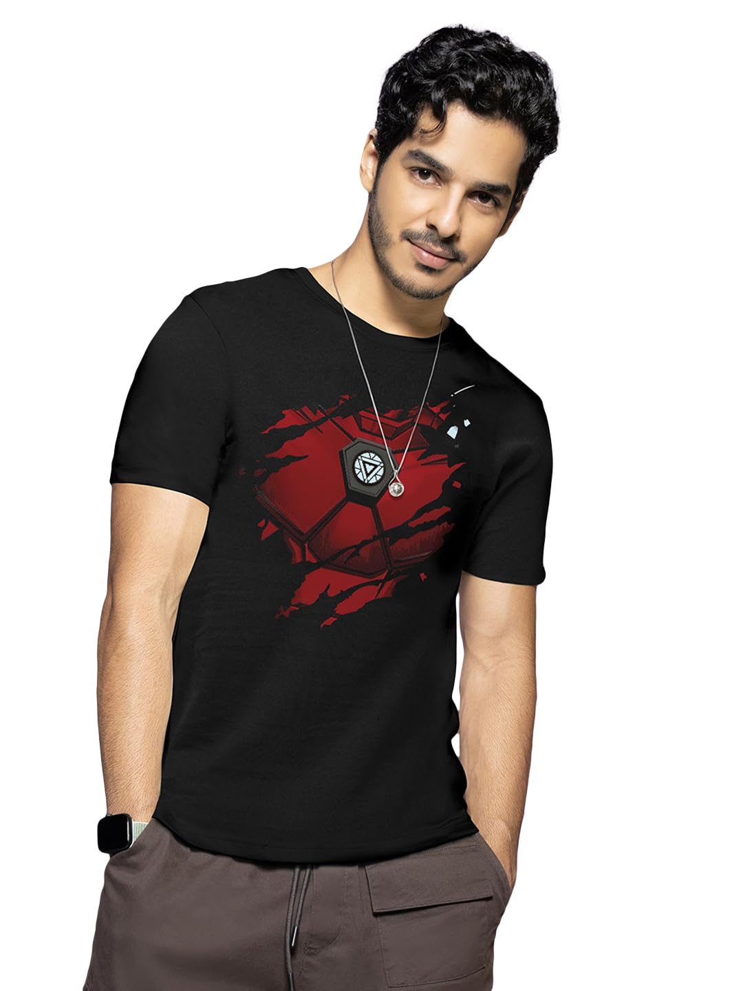 Bewakoof Mens Iron Man 100% Cotton T-Shirt - Regular Fit, Round Neck, Half Sleeves