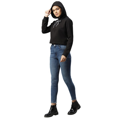 Rigo Fleece Printed Hooded Sweatshirt for Womens | Casual Wear Stylish Huddy Sweatshirts for Women | Full Sleeves Hoodies for W