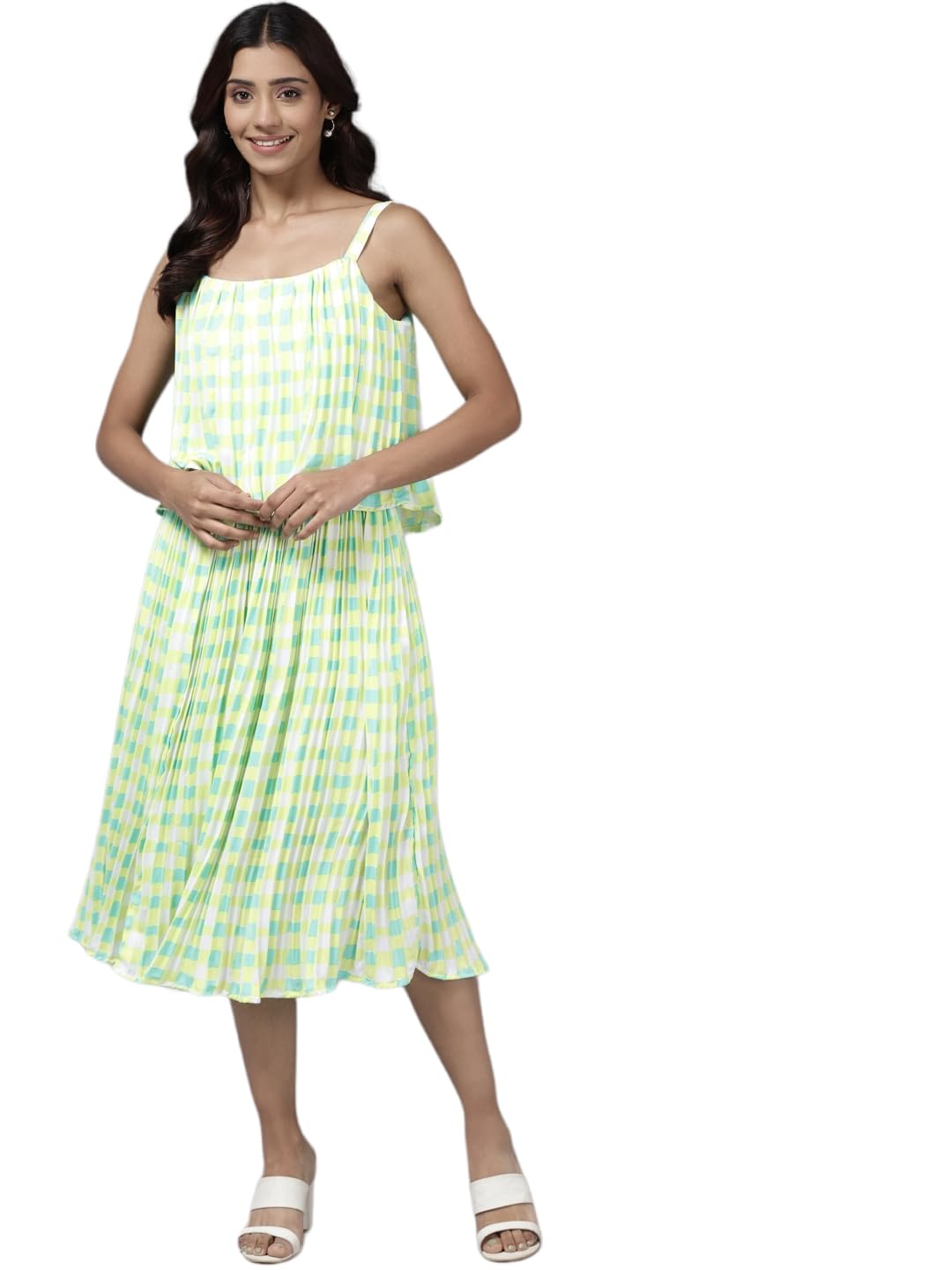 Aarika Women's Green Color Georgette Dress (SP-DR-W-507-GREEN-XL)