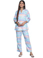 ZIYAA Womens Women's Blue Crepe A-Line Kurta And Palazzo Set