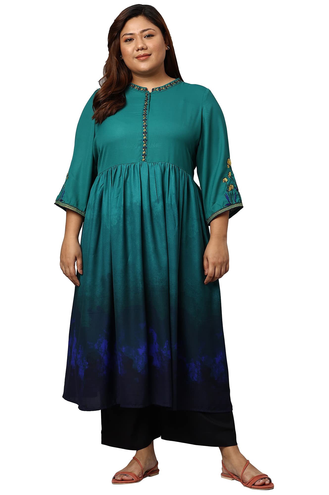 Aurelia Women'S Polyester Regular Kurta (22Aua13558P-604798_Green