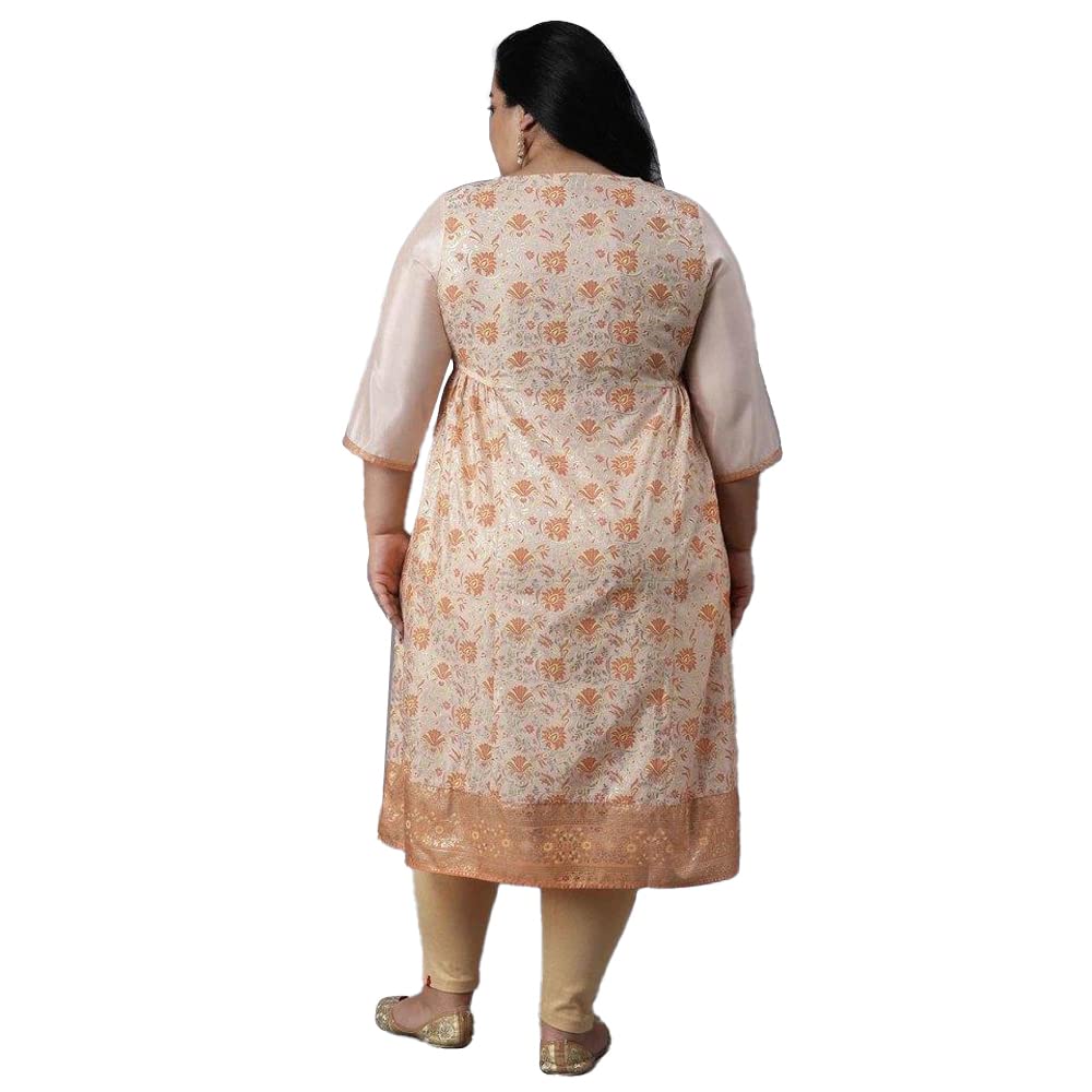 Aurelia Printed Polyester Round Neck Womens Calf Length Kurta (A21AU503387-P)