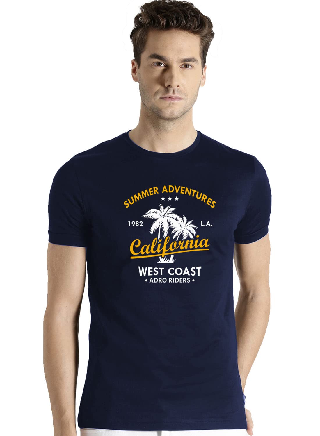 ADRO Summer Adventures California Mens Printed T-Shirt (RNR-M-CLL-NB_Navy)